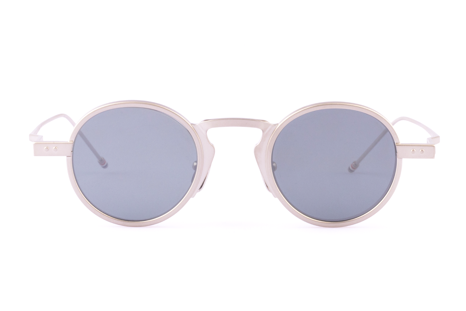 ROUND SUNGLASSES IN TITANIUM 43 MATTE SILVER GREY SILVER FLASH AR
