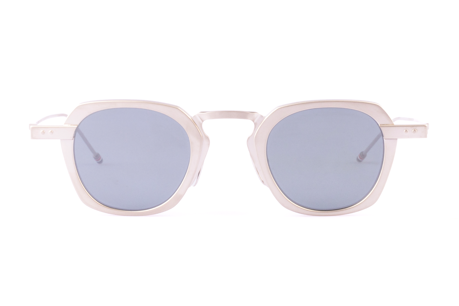 SQUARE SUNGLASSES IN TITANIUM 42 MATTE SILVER GREY SILVER FLASH AR