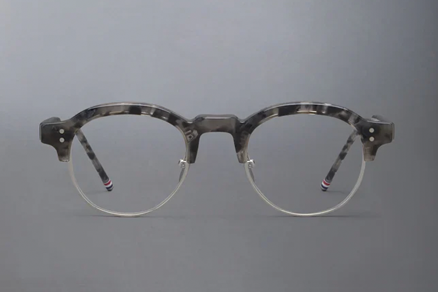 OVAL EYEGLASSES IN ACETATE AND TITANIUM 47 GREY TORTOISE & SILVER CLEAR