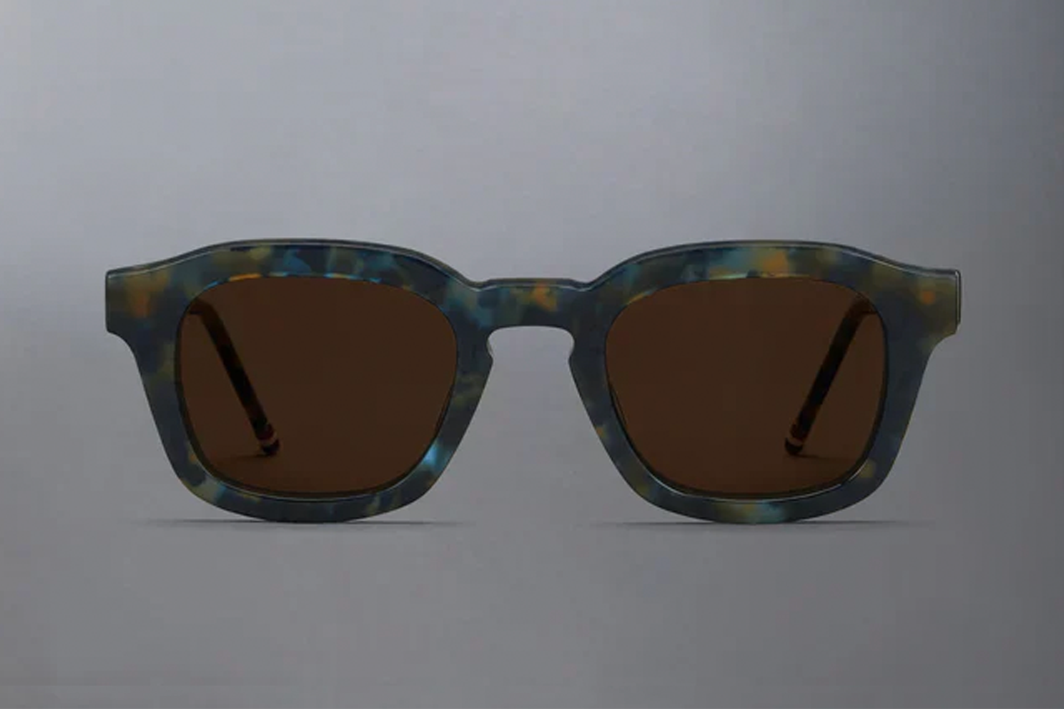 RECTANGULAR SUNGLASSES IN ACETATE 52 NAVY TORTOISE DK GREY AR LENS