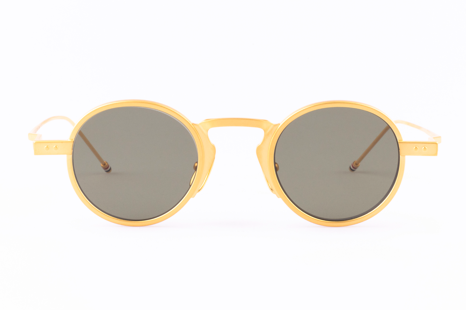 ROUND SUNGLASSES IN TITANIUM 43 MATTE 18K GOLD PLATED GREEN G 15 AR