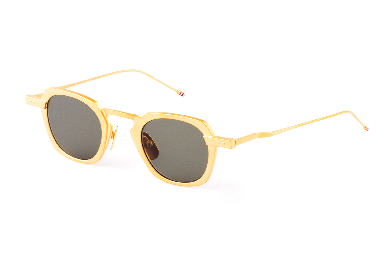 SQUARE SUNGLASSES IN TITANIUM 39 MATTE 18K GOLD PLATED GREEN G 15 AR