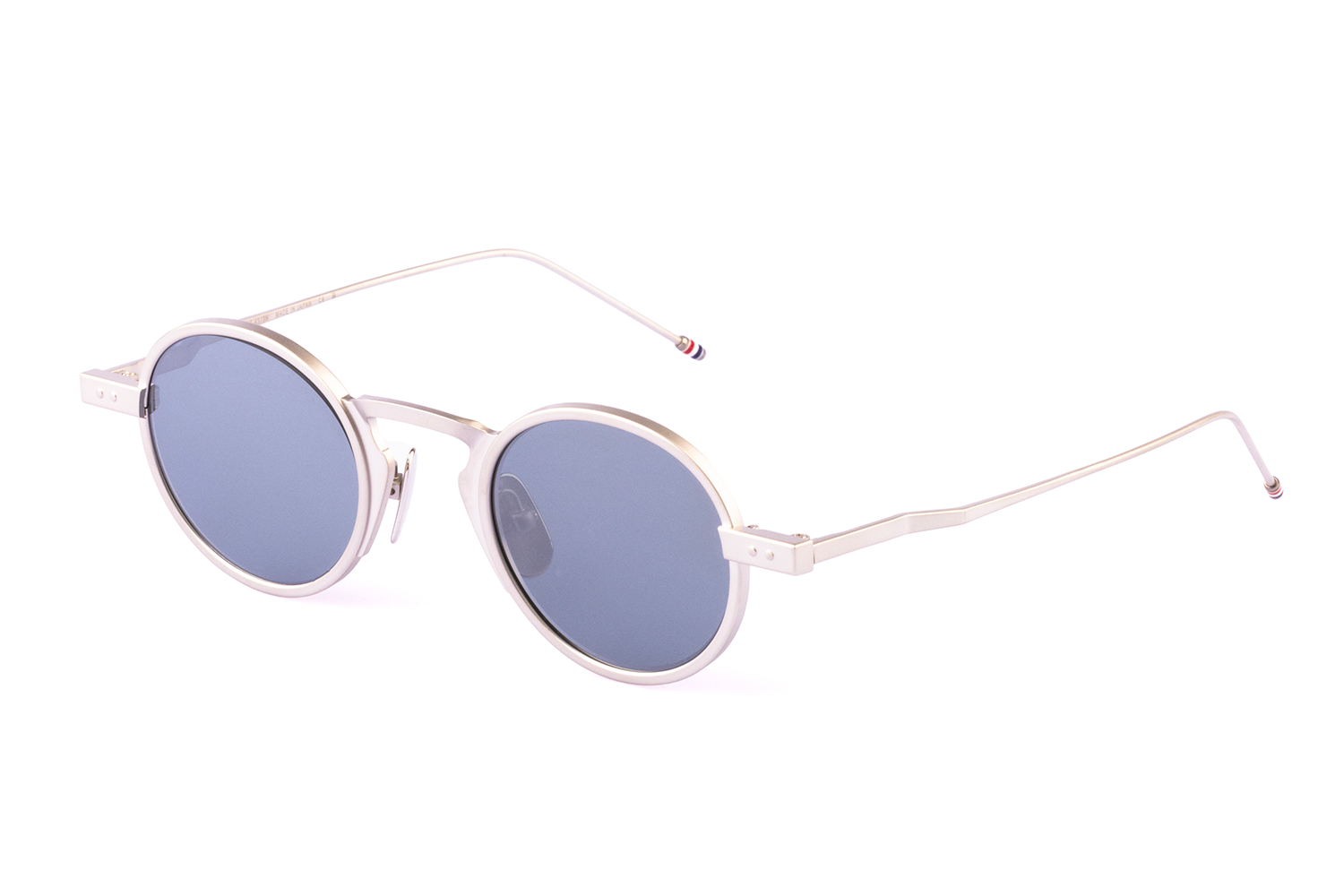 ROUND SUNGLASSES IN TITANIUM 43 MATTE SILVER GREY SILVER FLASH AR