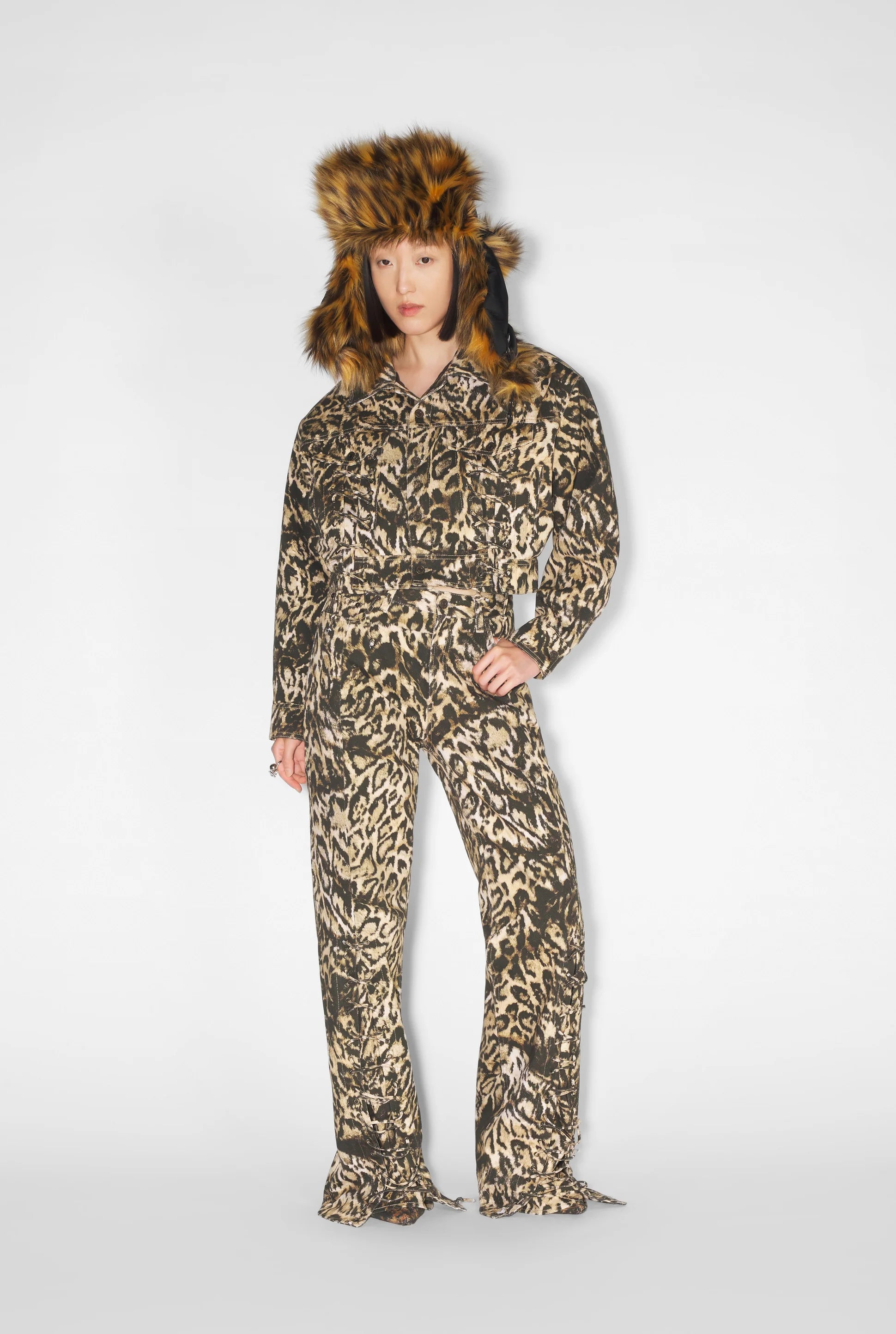 CHAPKA WITH LEOPARD FAUX FUR