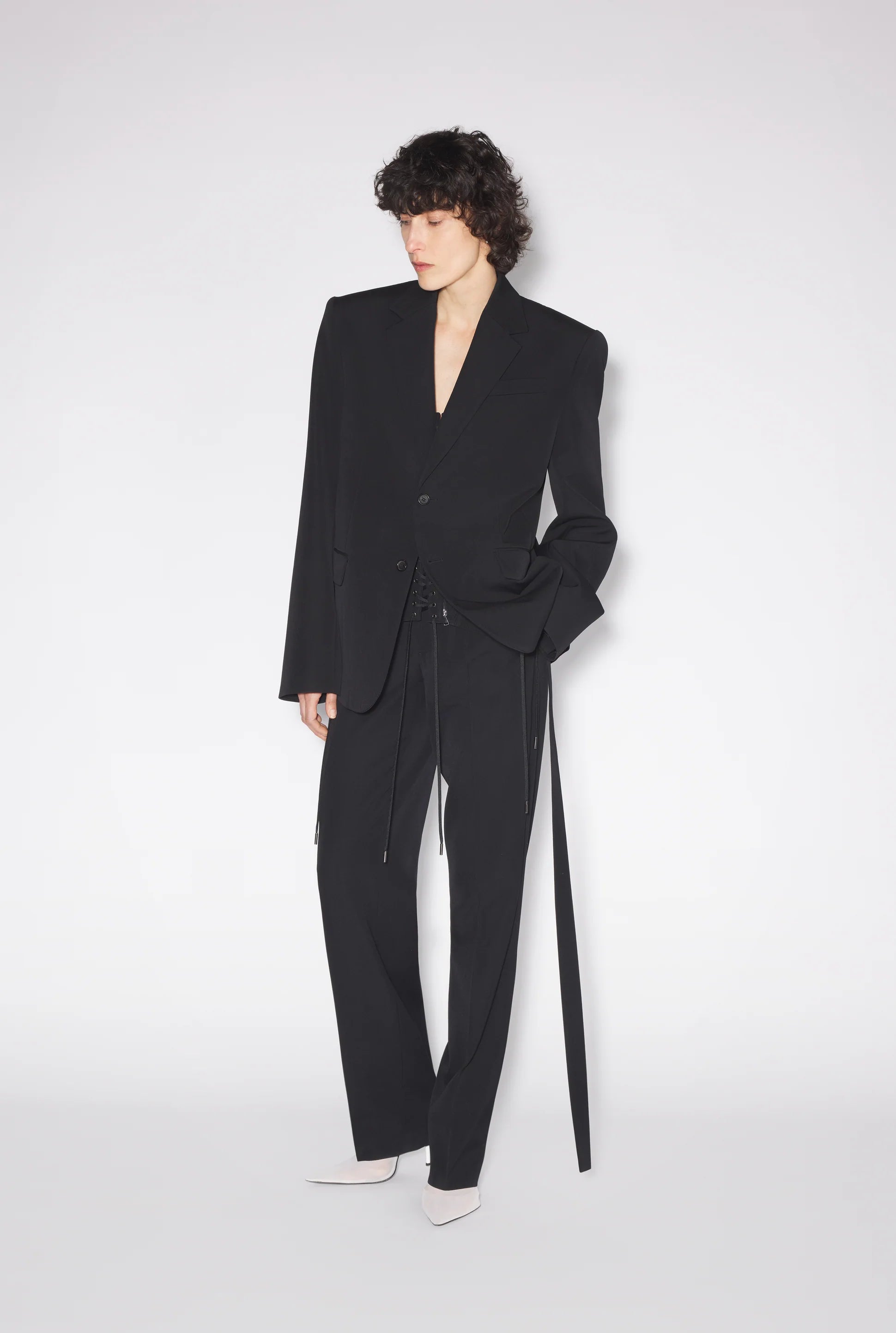 CORSET DETAILS TAILLORED JACKET BLACK