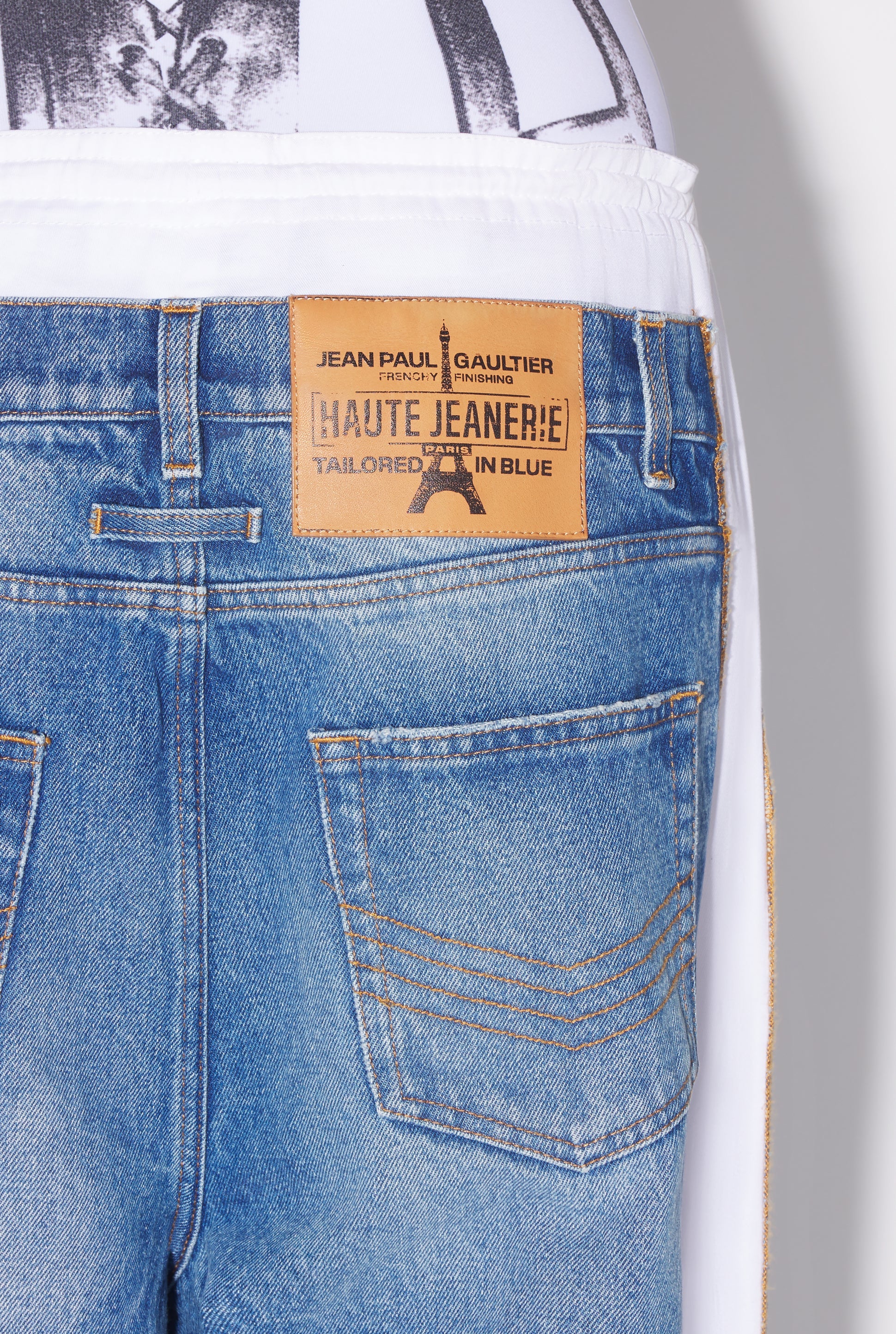 COTTON JEAN WITH DENIM DETAILS VINTAGE BLUE/WHITE