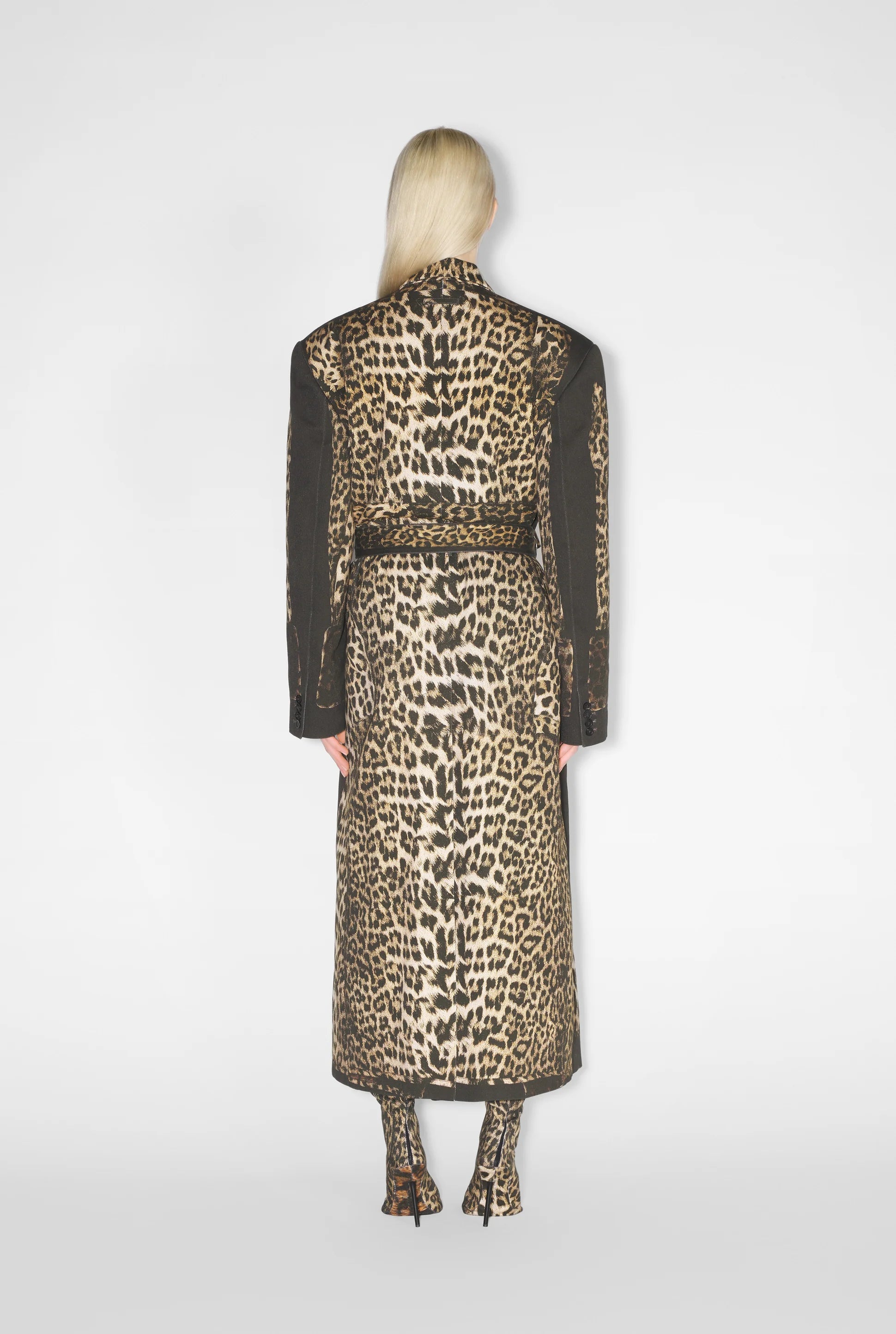 COTTON LONG COAT PRINTED "TROMPE L'ÎIL LEOPARD COAT"