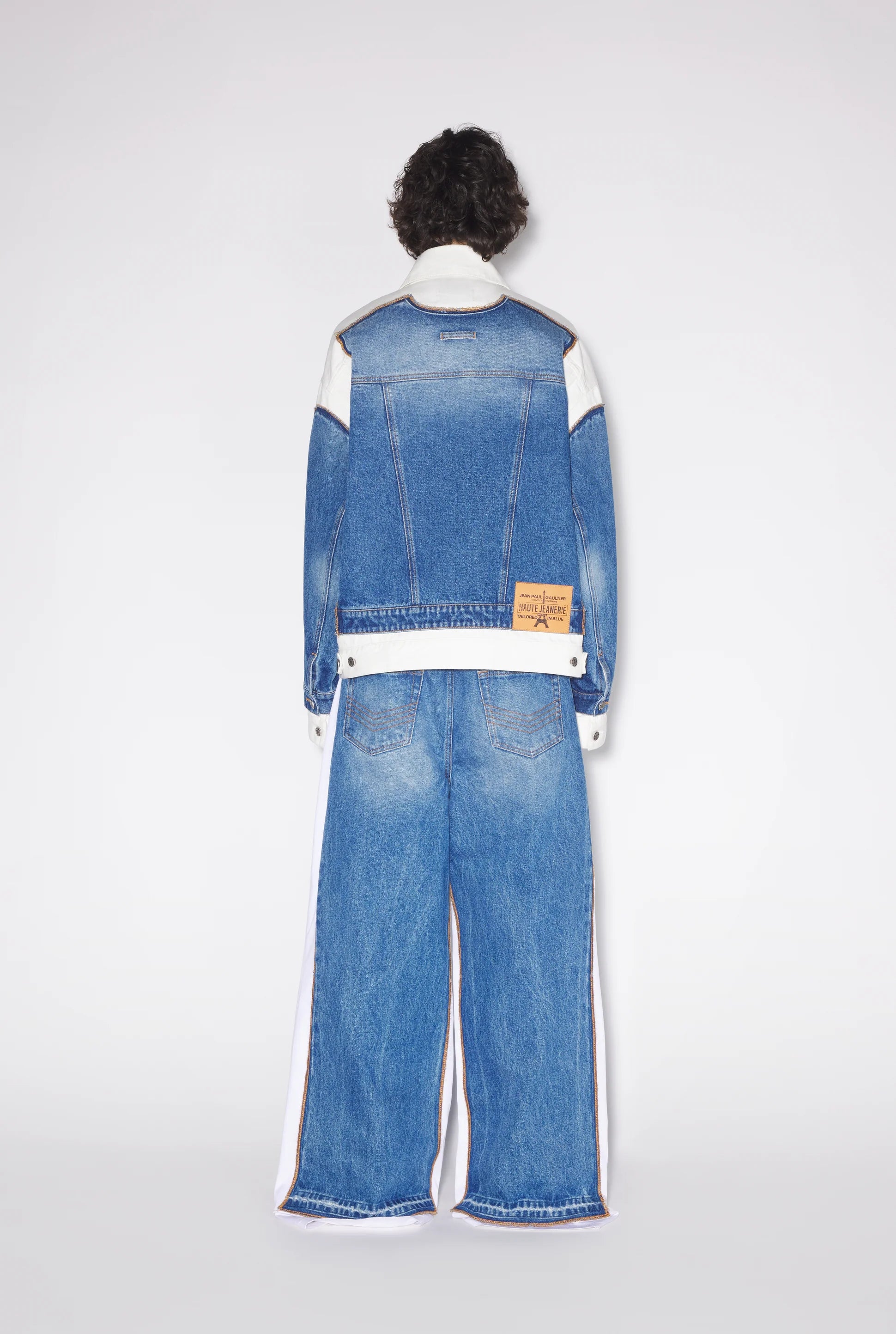 DENIM JACKET WITH CONTRASTED DENIM DETAILS VINTAGE BLUE/WHITE