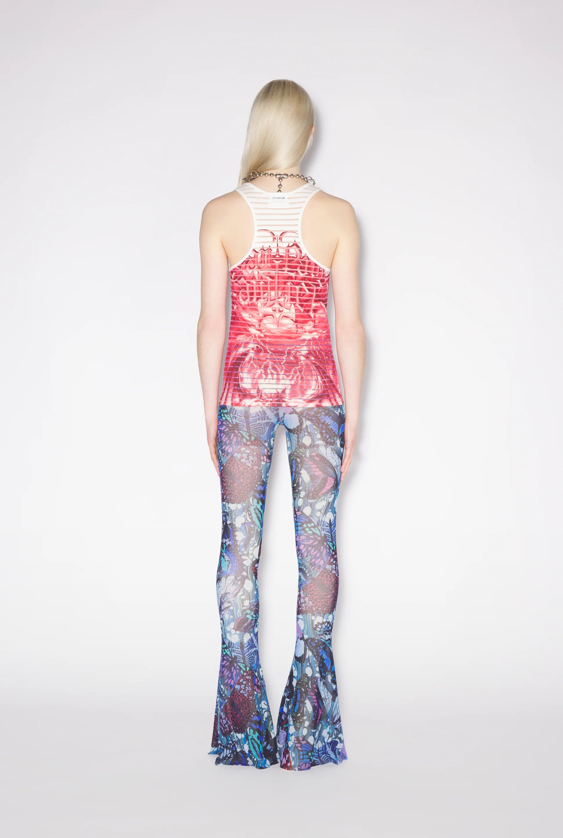 DEVORED JERSEY TANK TOP PRINTED DIABLO WHITE/RED
