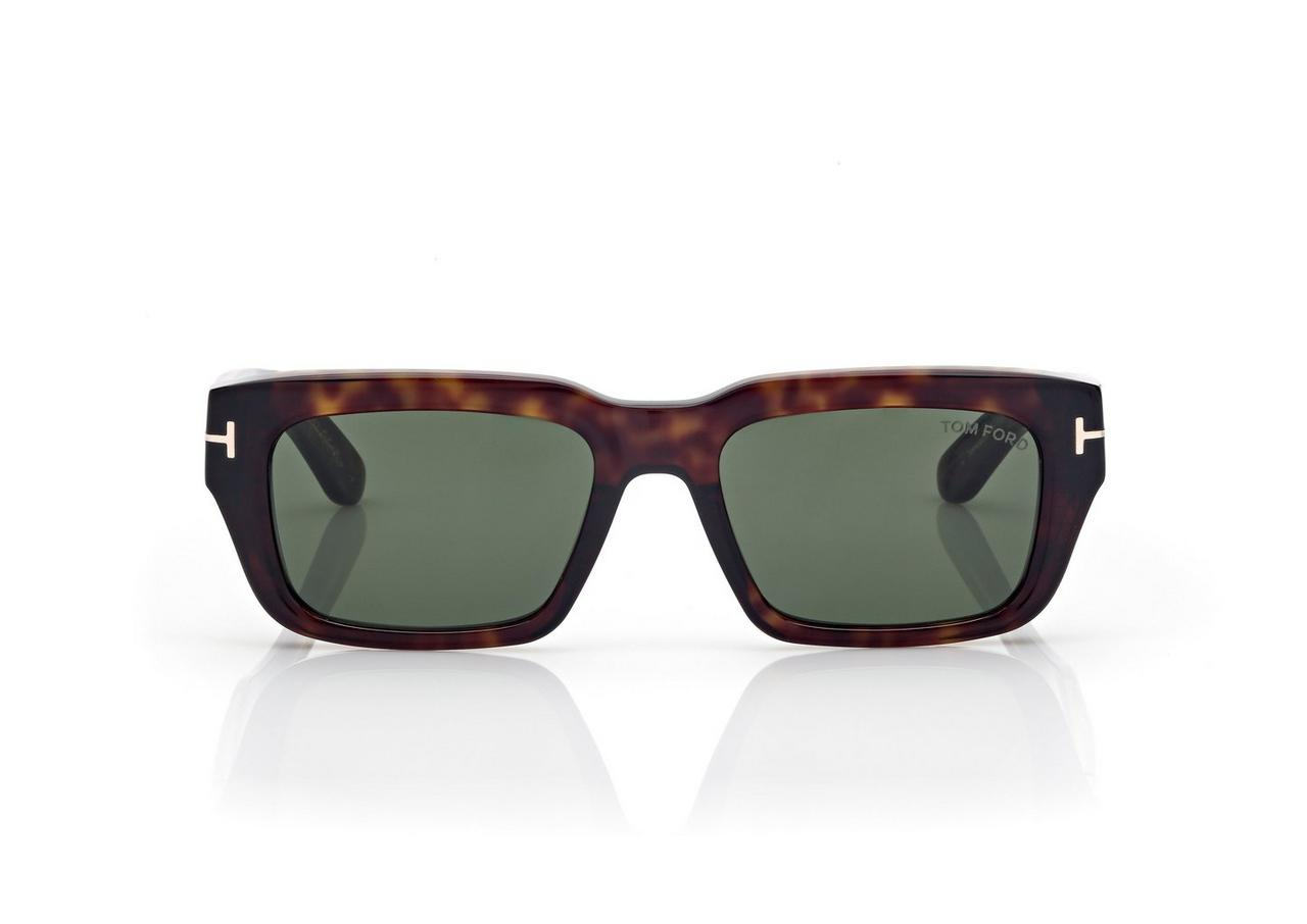 FT1203 ICON RECTANGULAR SUNGLASSES DARK HAVANA GREEN POLARIZED