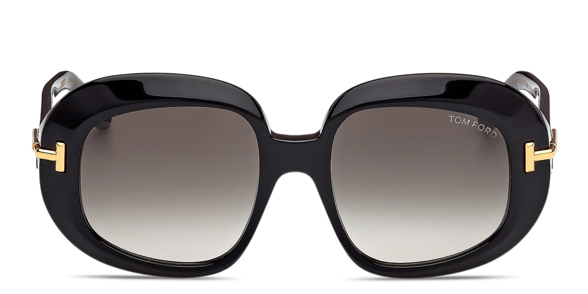 FT1237 ICON ROUND SUNGLASSES SHINY BLACK GRADIENT SMOKE