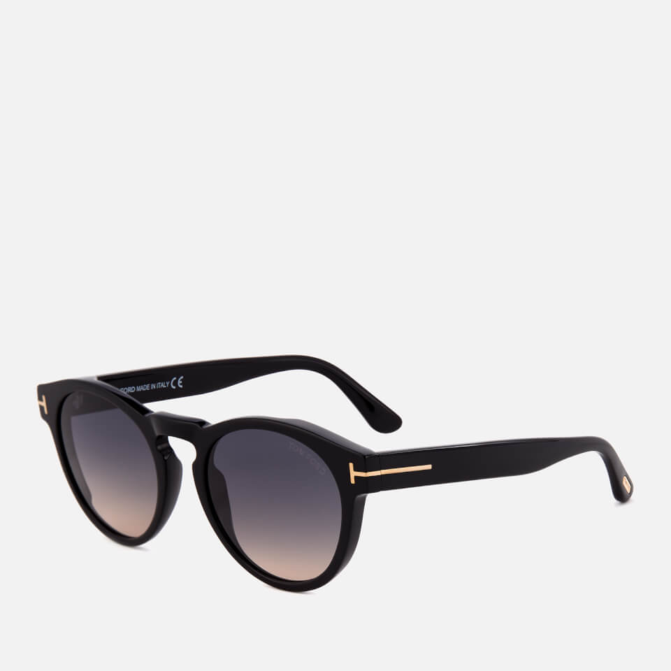 FT1251 ICON ROUND SUNGLASSES SHINY BLACK GRADIENT SMOKE