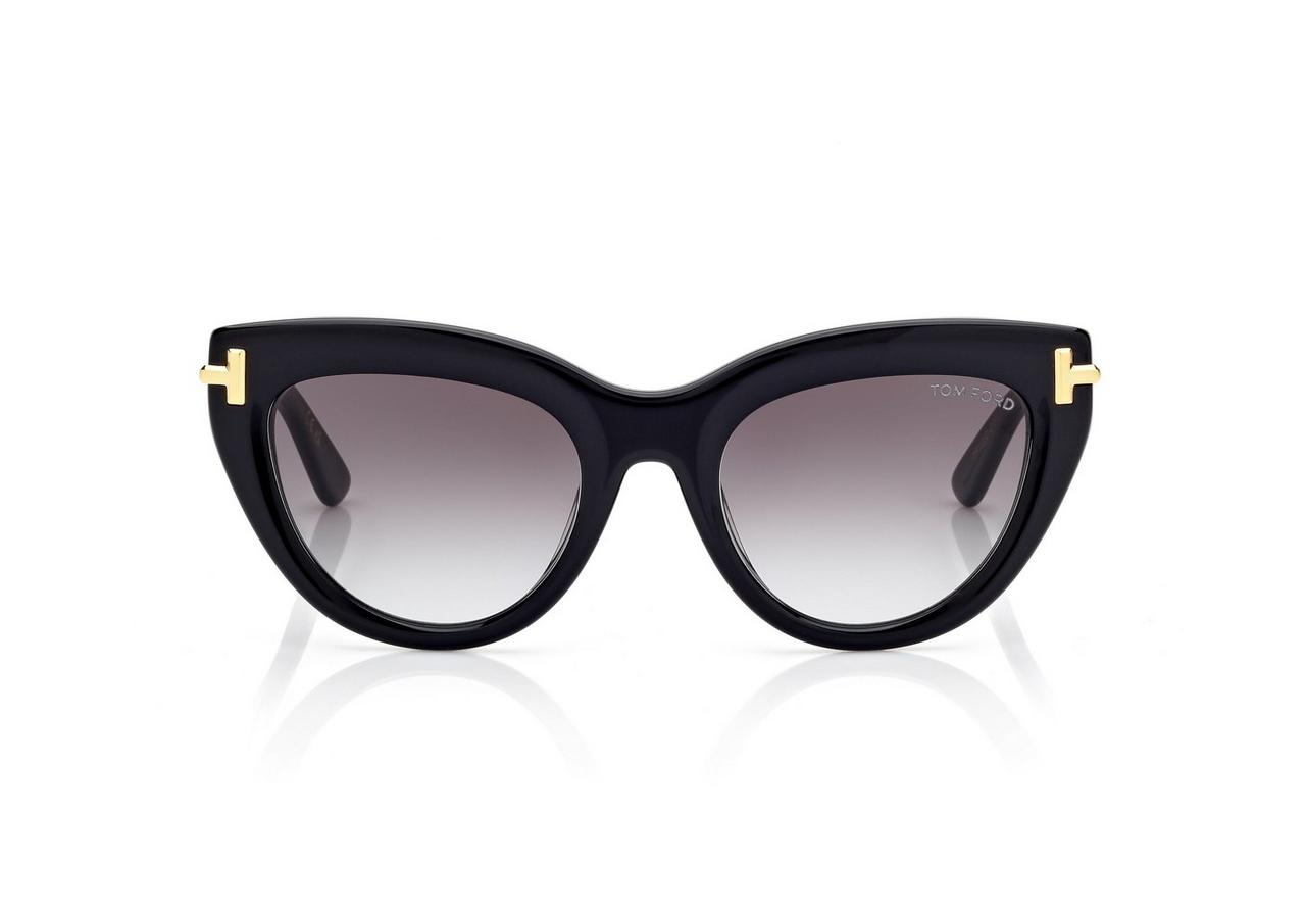FT1252 ICON CAT EYE SUNGLASSES SHINY BLACK GRADIENT SMOKE