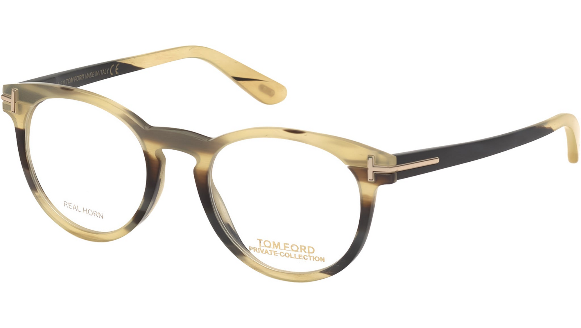FT5723 P KEY BRIDGE ROUND HORN OPTICALS COLOURED HORN CLEAR