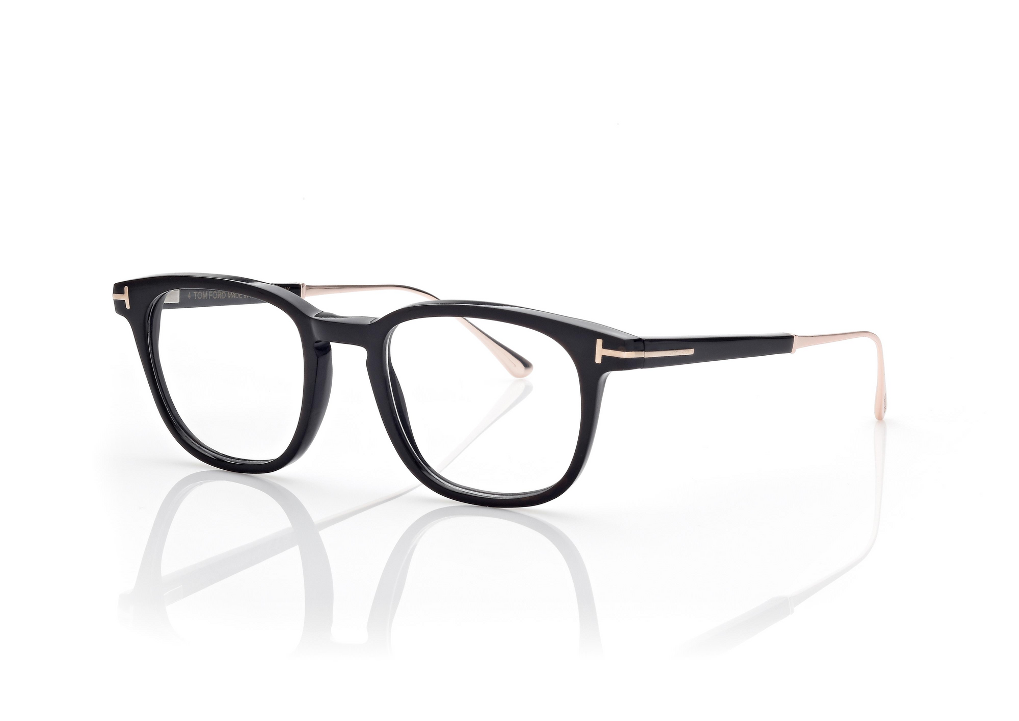 FT5884 P SQUARE HORN OPTICALS BLACK HORN CLEAR