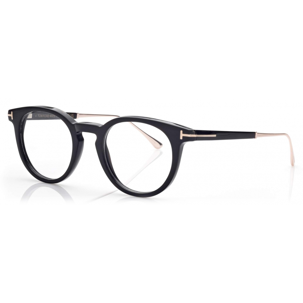 FT5885 P ROUND HORN & TITANIUM OPTICALS BLACK HORN CLEAR