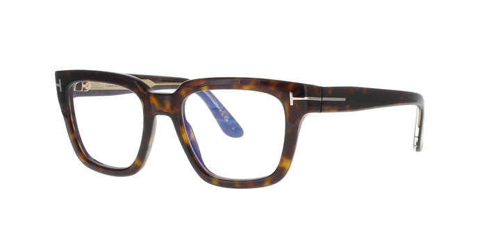 FT6027 B ICON BLUE BLOCK SQUARE OPTICALS DARK HAVANA CLEAR