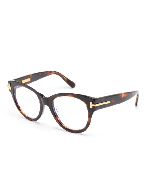 FT6029-B ICON BLUE BLOCK ROUND OPTICALS COLOURED HAVANA CLEAR