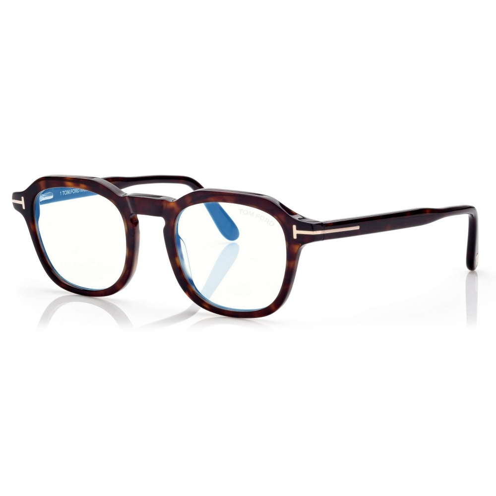 FT6029-B ICON BLUE BLOCK ROUND OPTICALS DARK HAVANA CLEAR