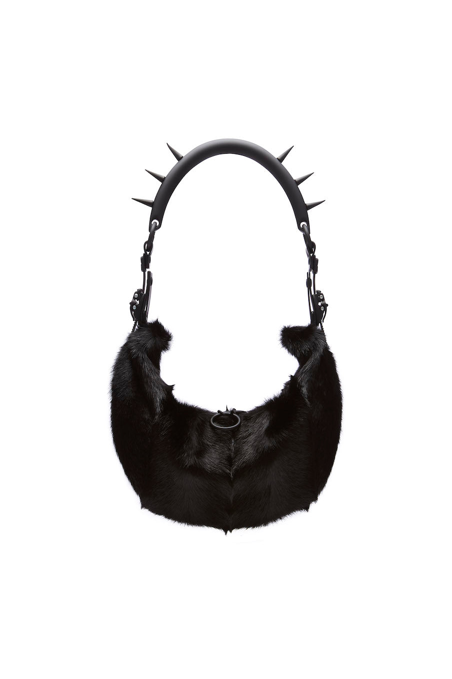 HM2 SMALL HALF MOON BAG BLACK MATT FAKE FUR
