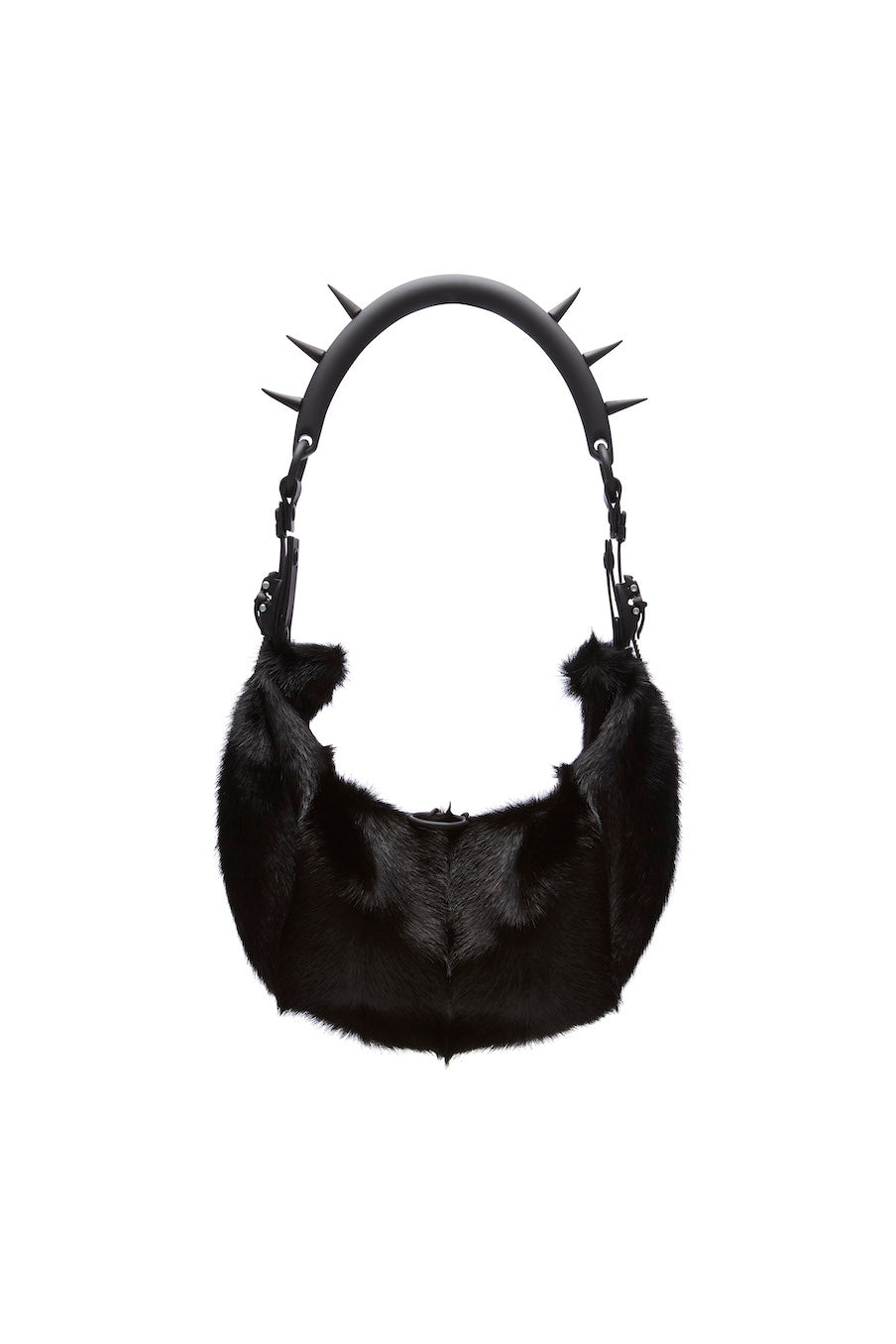 HM2 SMALL HALF MOON BAG BLACK MATT FAKE FUR