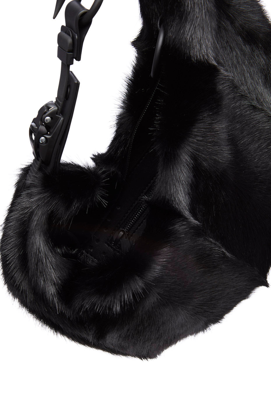 HM2 SMALL HALF MOON BAG BLACK MATT FAKE FUR