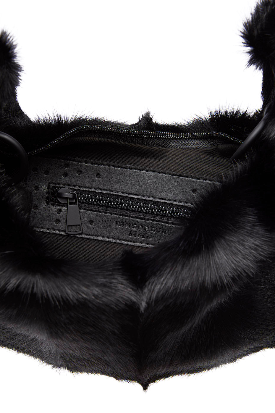 HM2 SMALL HALF MOON BAG BLACK MATT FAKE FUR
