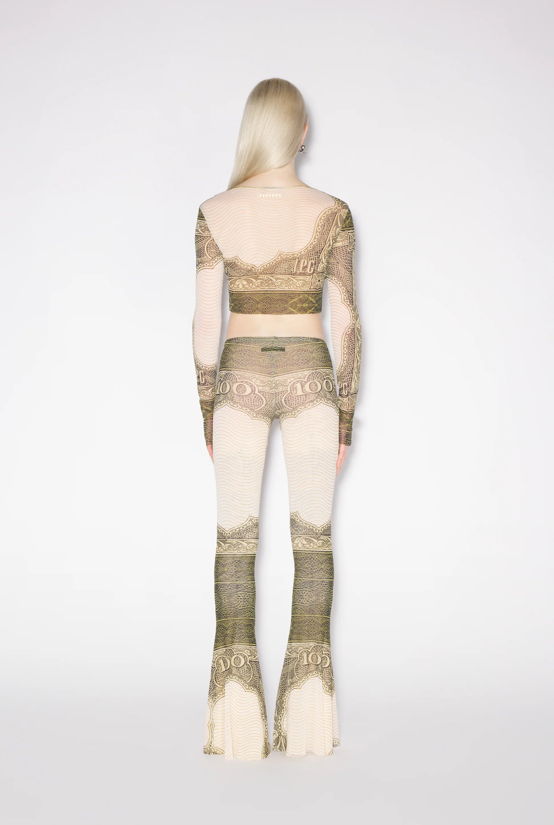 MESH FLARE PANT PRINTED CARTOUCHE GREEN/ECRU/BLACK/ORANGE