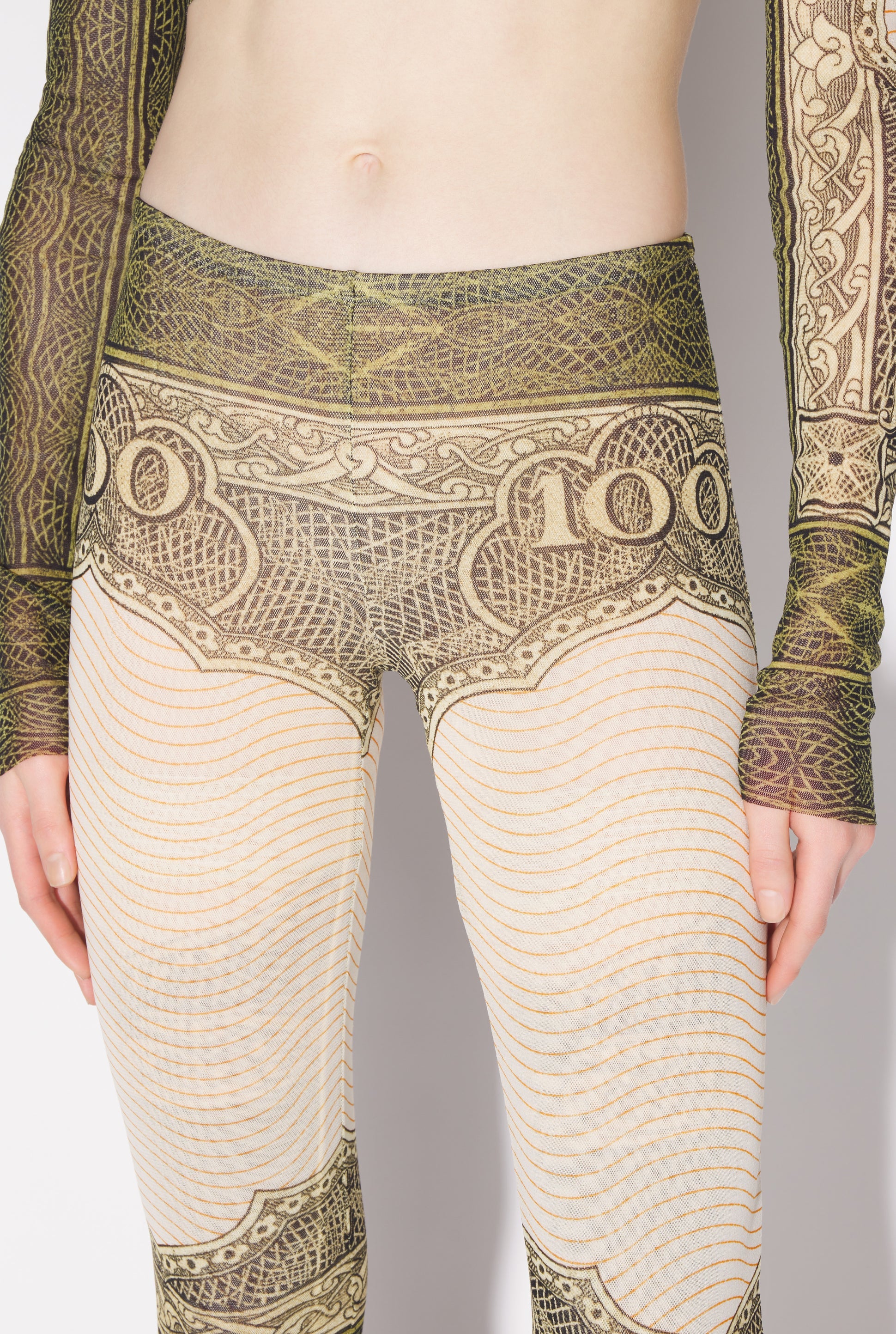 MESH FLARE PANT PRINTED CARTOUCHE GREEN/ECRU/BLACK/ORANGE