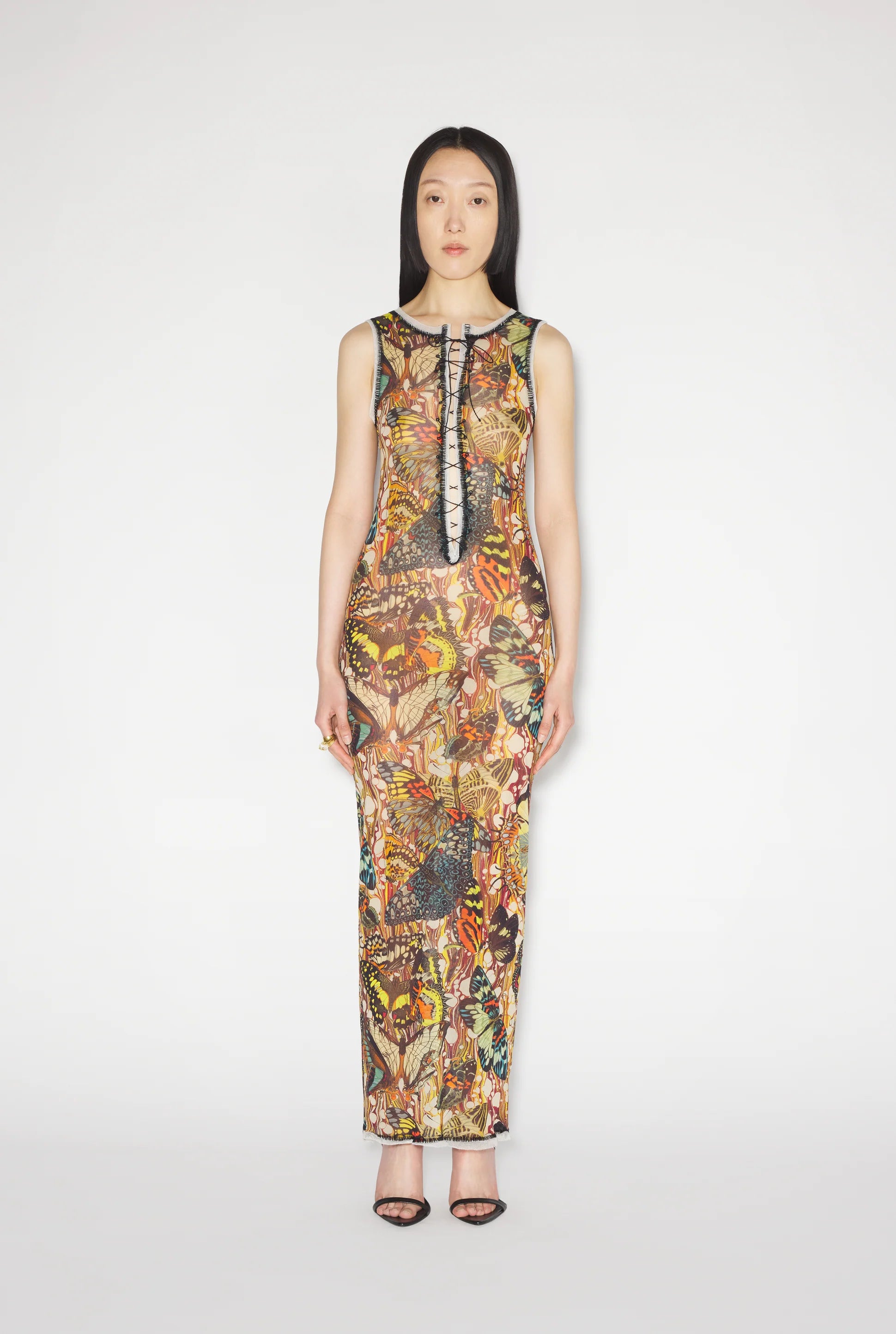 MESH LONG SLEEVES CARDIGAN PRINTED PAPILLON YELLOW/MULTICOLOR