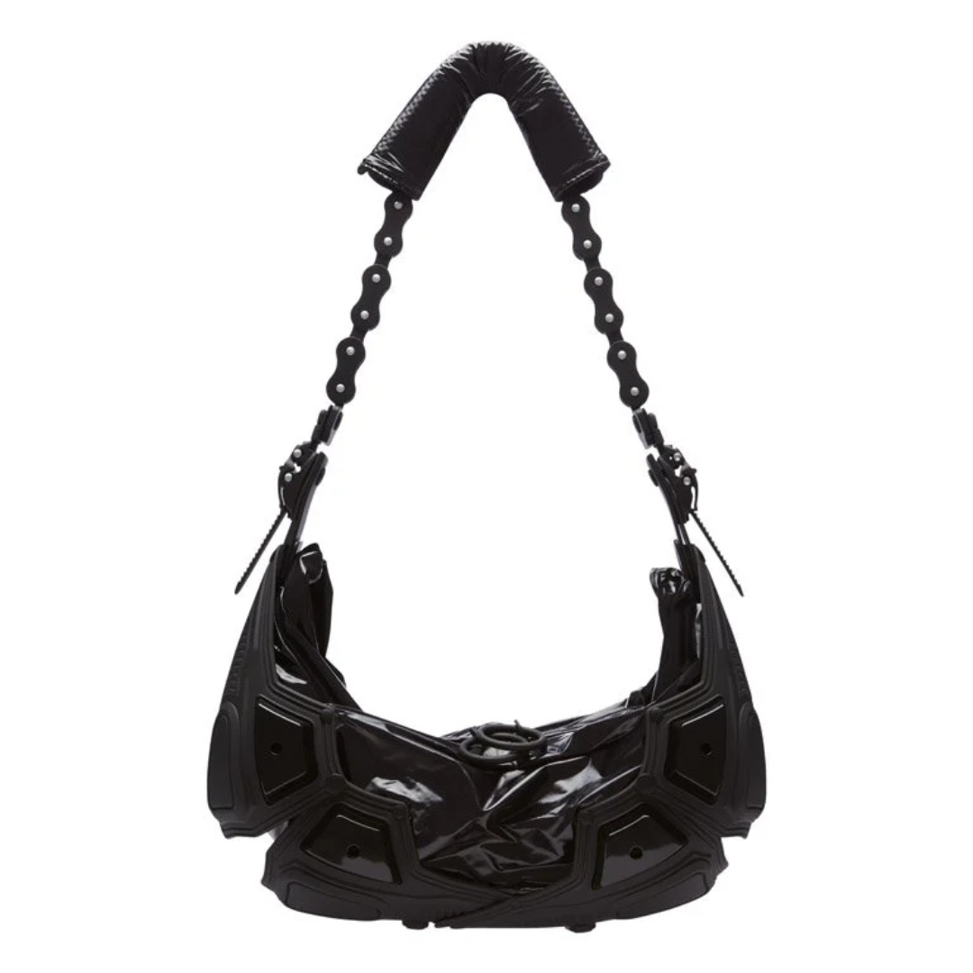 M02 SMALL HALF MOON BAG BLACK SHINY BLACK MATTBIKE