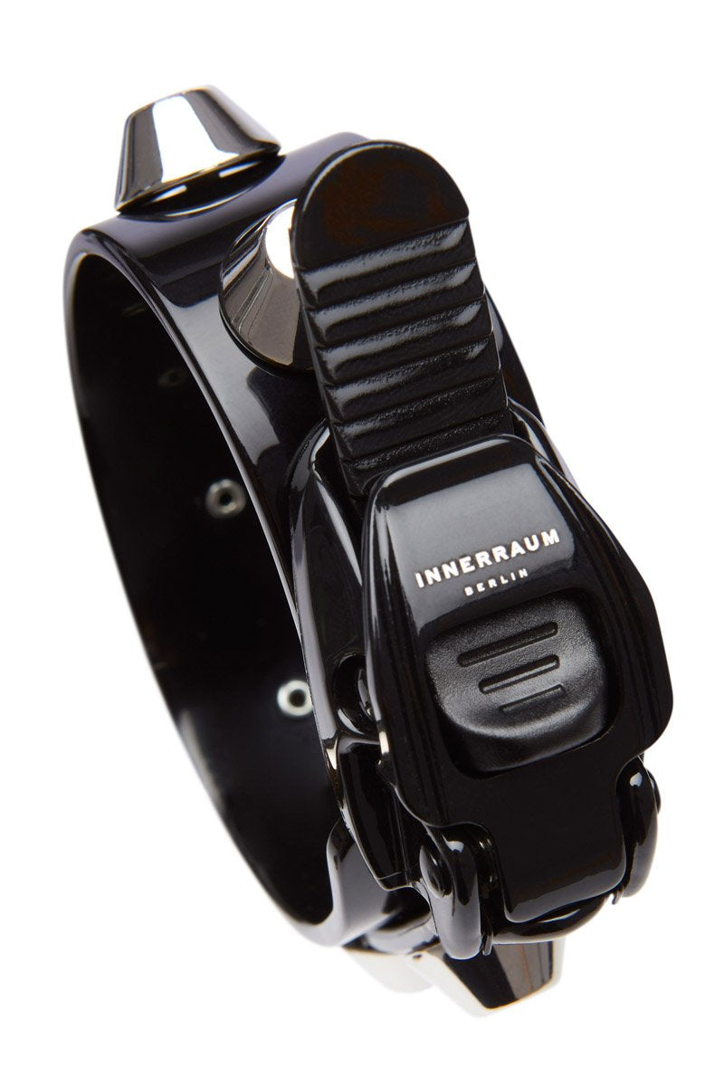 OBJECT B05/STUDS BRACELET MEDIUM BLACK SHINY SILVER