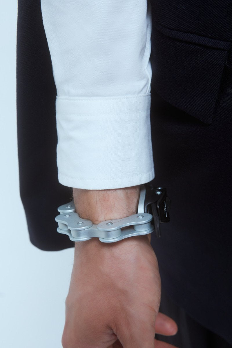 OBJECT B06/BIKE CHAIN BRACELET MEDIUM SIZE BLACK MATT + SILVER