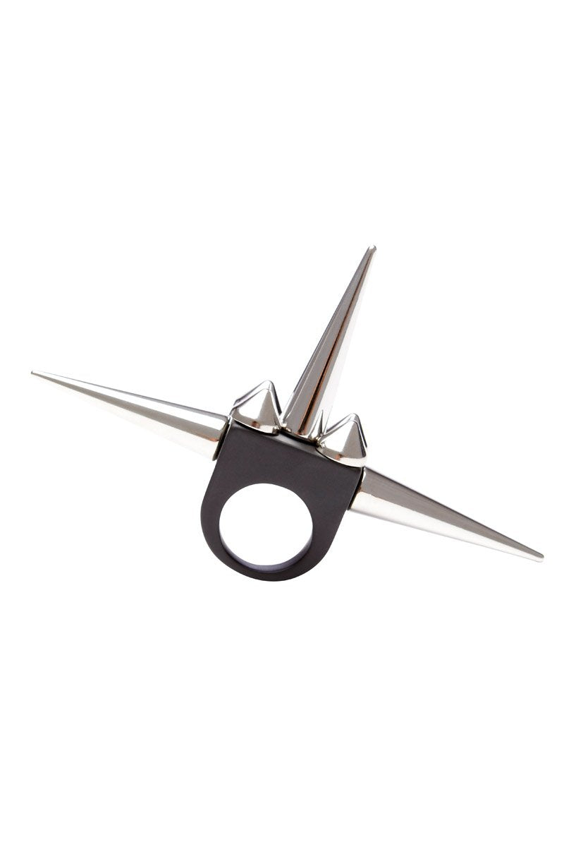 OBJECT RG1/TRIPLE SPIKE RING LARGE SIZE BLACK MATT SILVER