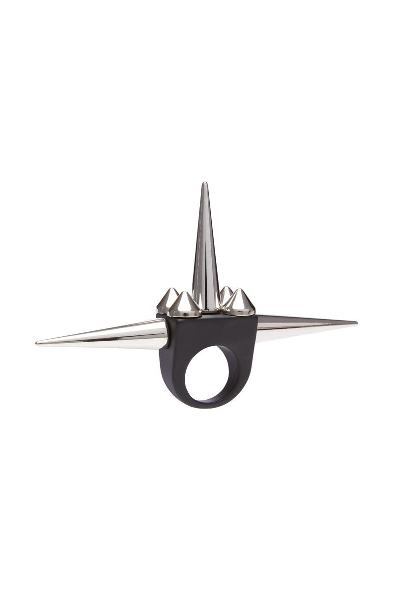 OBJECT RG1/TRIPLE SPIKE RING LARGE SIZE BLACK MATT SILVER