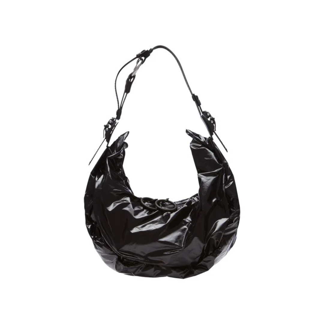 OBJECT HM02/SMALL HALF MOON BAG BLACK SHINY BLACK