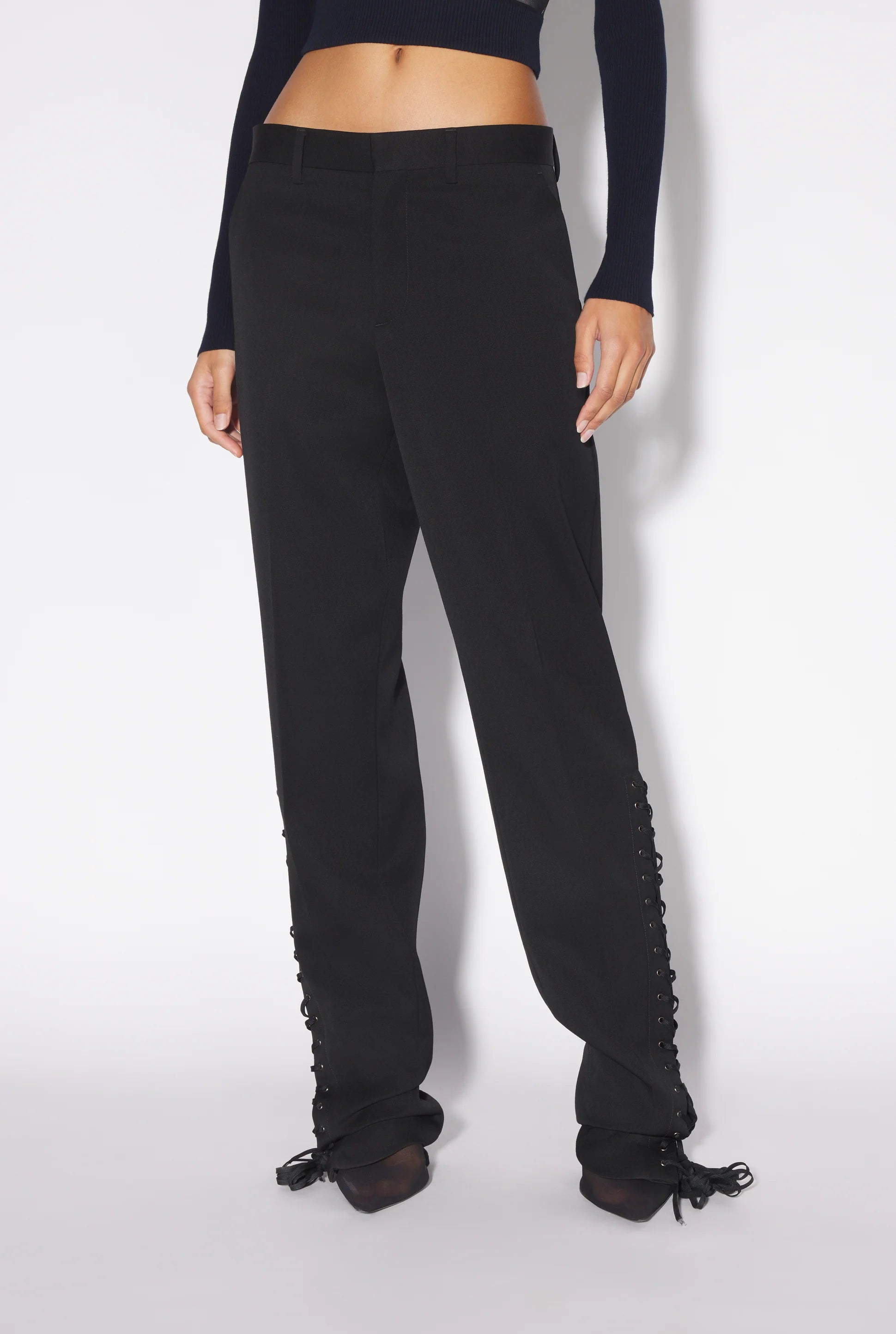 PANT WITH CORSET INSPIRED LACING BLACK