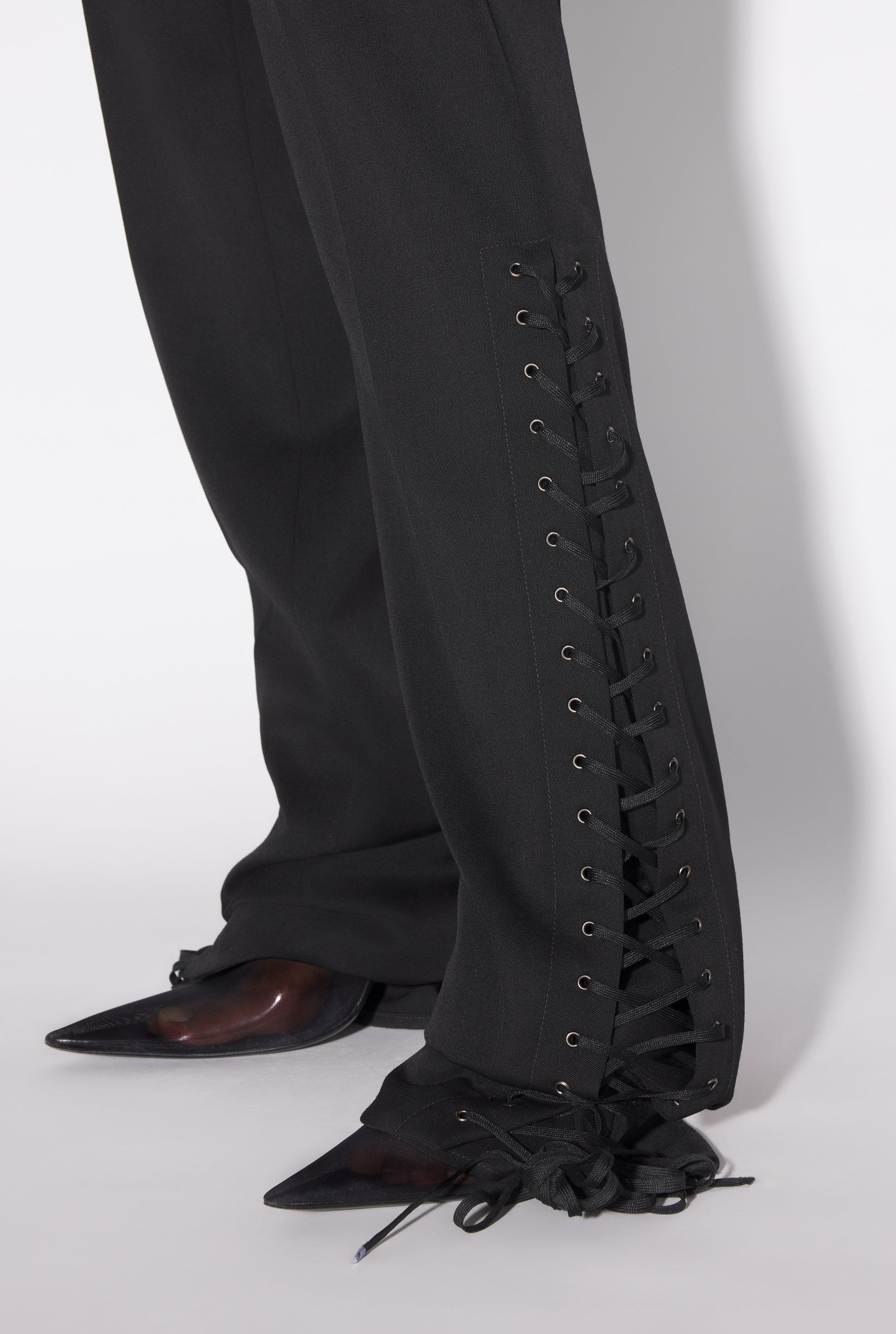 PANT WITH CORSET INSPIRED LACING BLACK