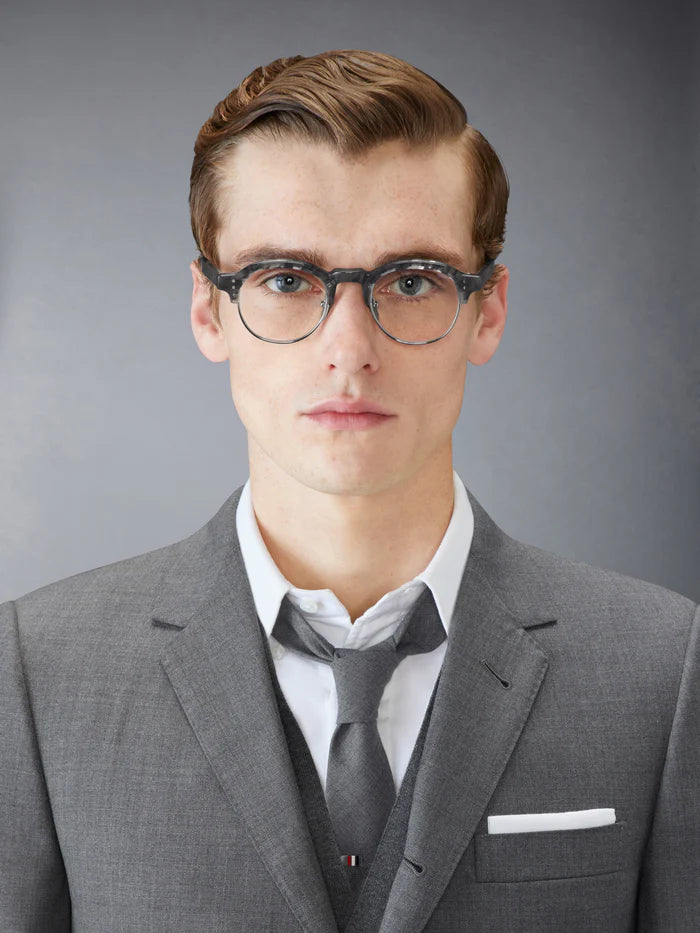 OVAL EYEGLASSES IN ACETATE AND TITANIUM 47 GREY TORTOISE & SILVER CLEAR