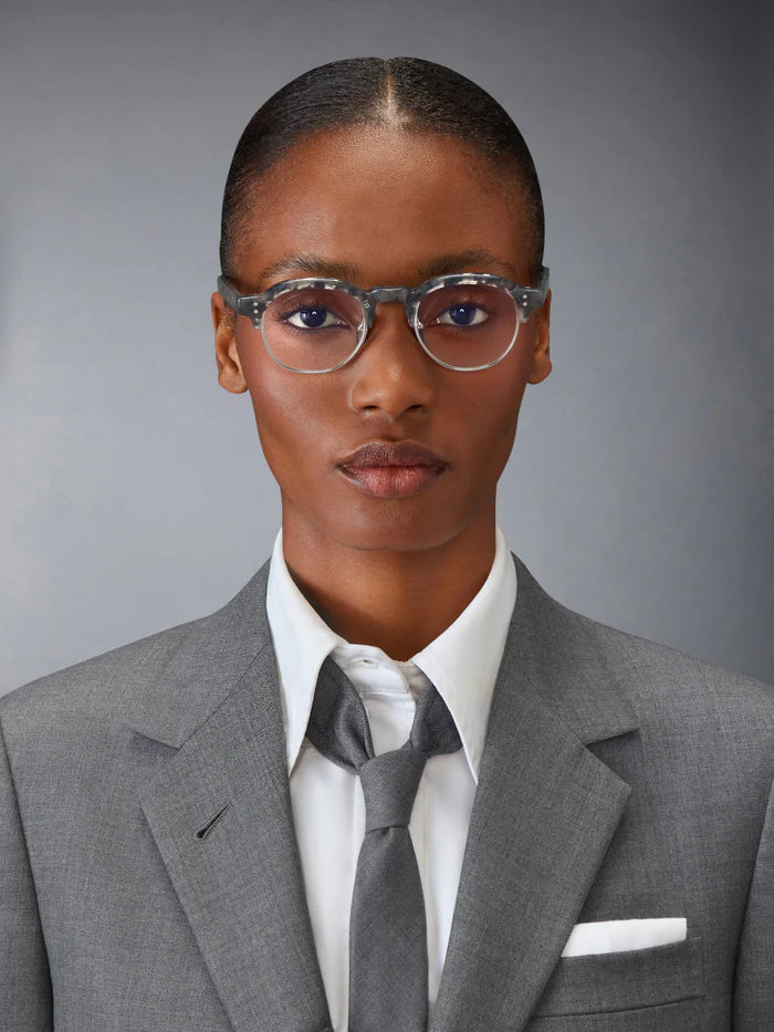 OVAL EYEGLASSES IN ACETATE AND TITANIUM 47 GREY TORTOISE & SILVER CLEAR
