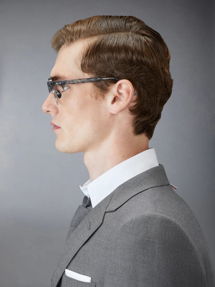 OVAL EYEGLASSES IN ACETATE AND TITANIUM 47 GREY TORTOISE & SILVER CLEAR
