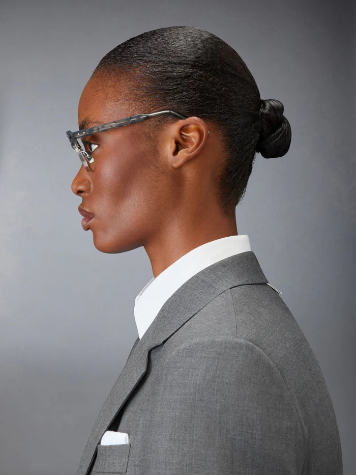 OVAL EYEGLASSES IN ACETATE AND TITANIUM 47 GREY TORTOISE & SILVER CLEAR