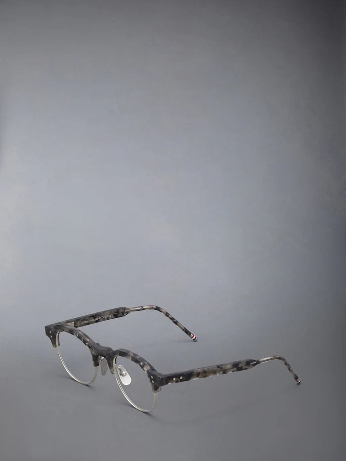 OVAL EYEGLASSES IN ACETATE AND TITANIUM 47 GREY TORTOISE & SILVER CLEAR