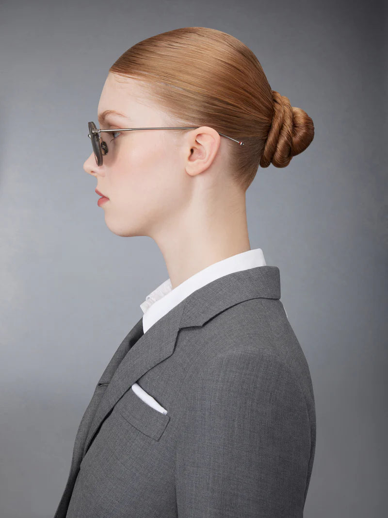 ROUND SUNGLASSES IN ACETATE AND TITANIUM 49 SATIN CRYSTAL GREY DK GREY AR