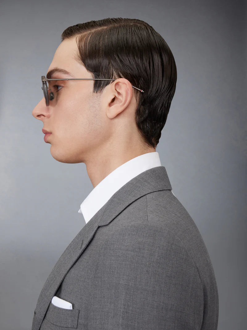 ROUND SUNGLASSES IN ACETATE AND TITANIUM 49 SATIN CRYSTAL GREY DK GREY AR
