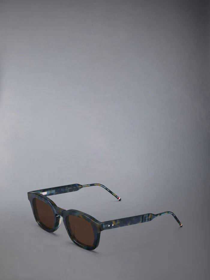 RECTANGULAR SUNGLASSES IN ACETATE 52 NAVY TORTOISE DK GREY AR LENS