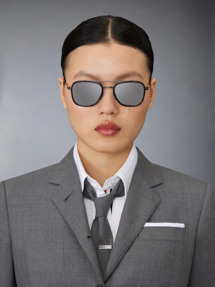 AVIATOR SUNGLASSES IN ACETATE AND TITANIUM 51 MATT BLACK
DARK GREY SILVER MIRROR AR