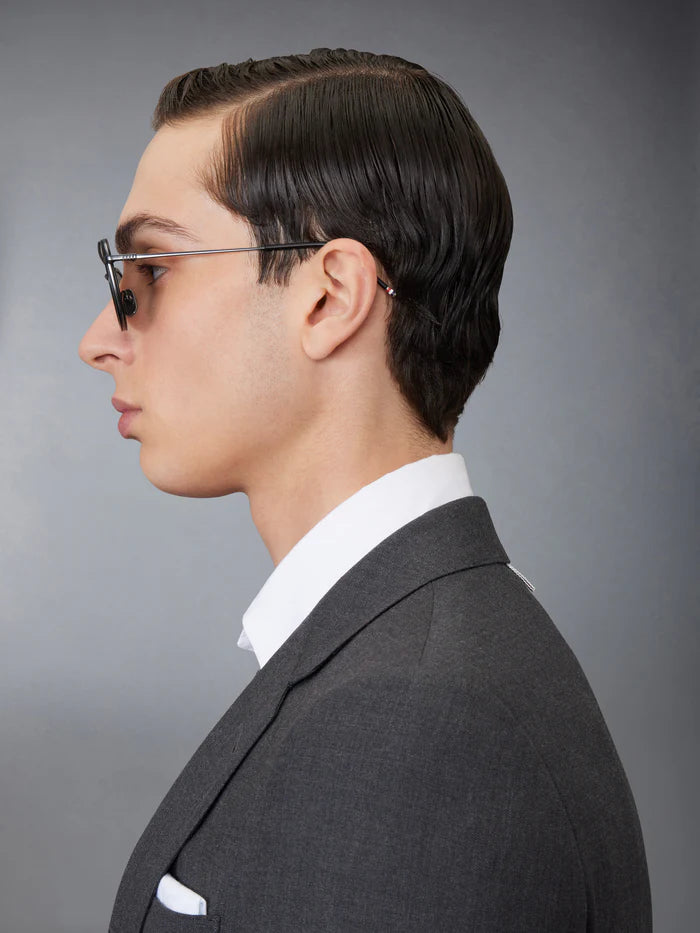 AVIATOR SUNGLASSES IN ACETATE AND TITANIUM 51 MATT BLACK
DARK GREY SILVER MIRROR AR