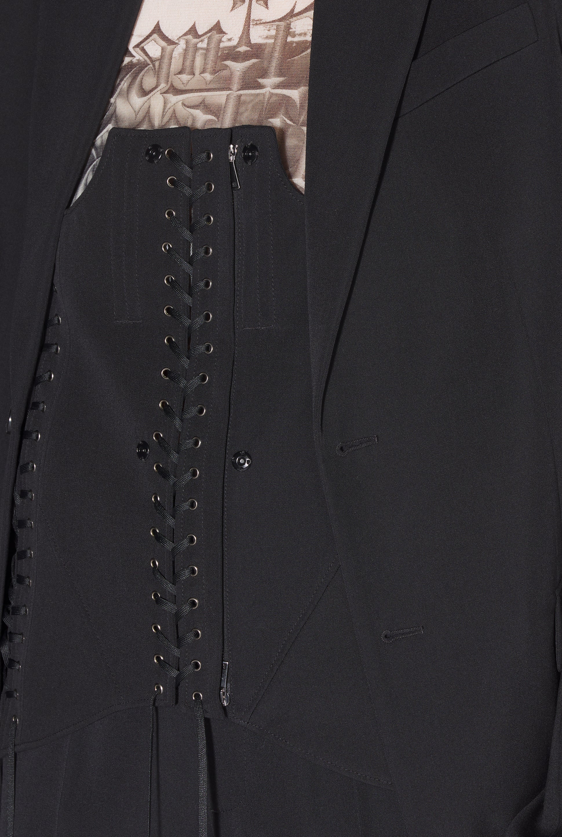 CORSET DETAILS TAILLORED JACKET BLACK
