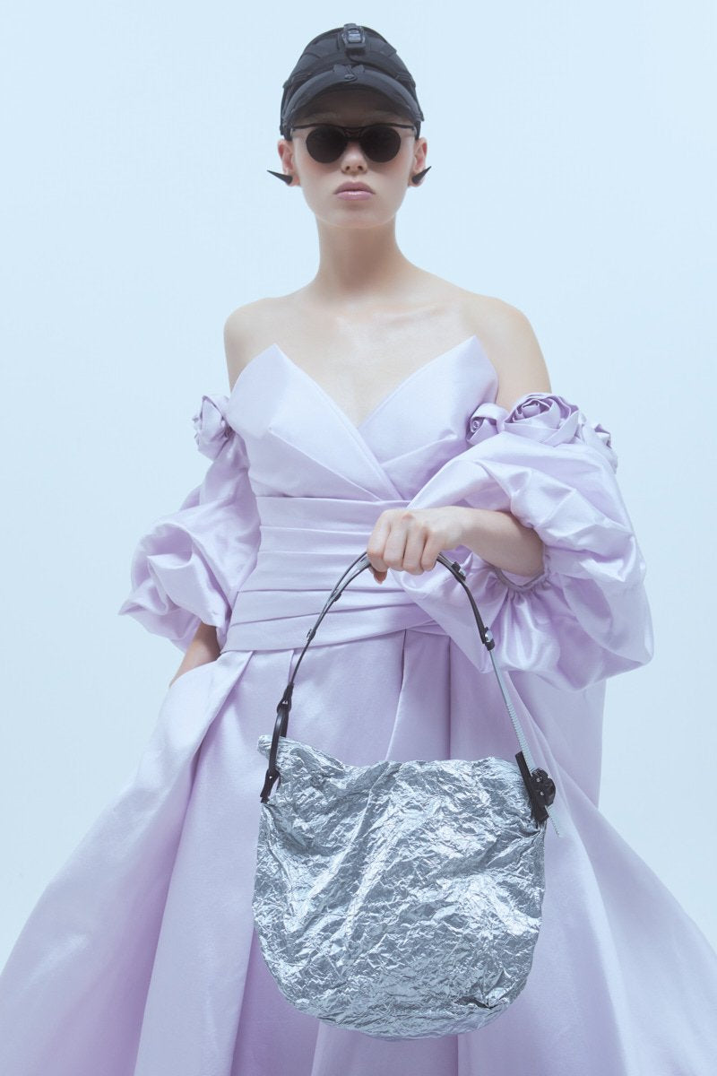 OBJECT S10/HAND BAG METALLIC SILVER BLACK